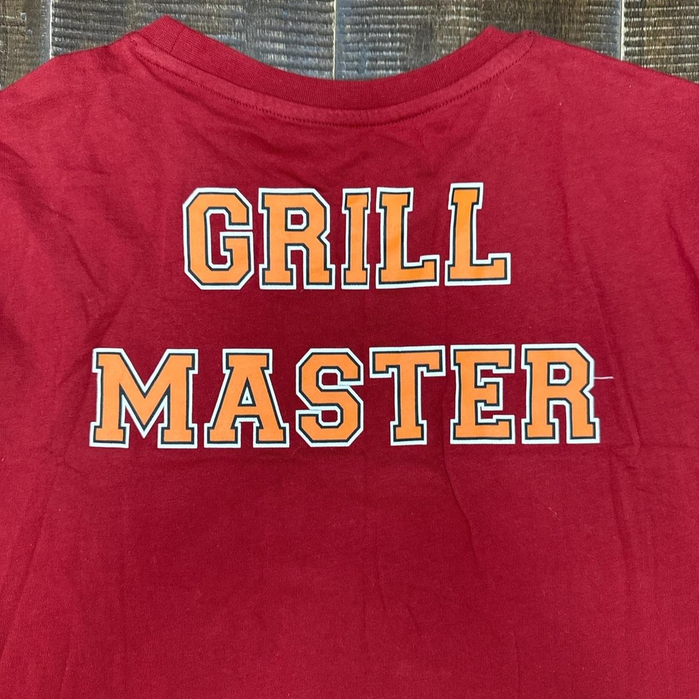 Maroon Men's Cotton Graphic Tee T-Shirt with Grill Master Logo
